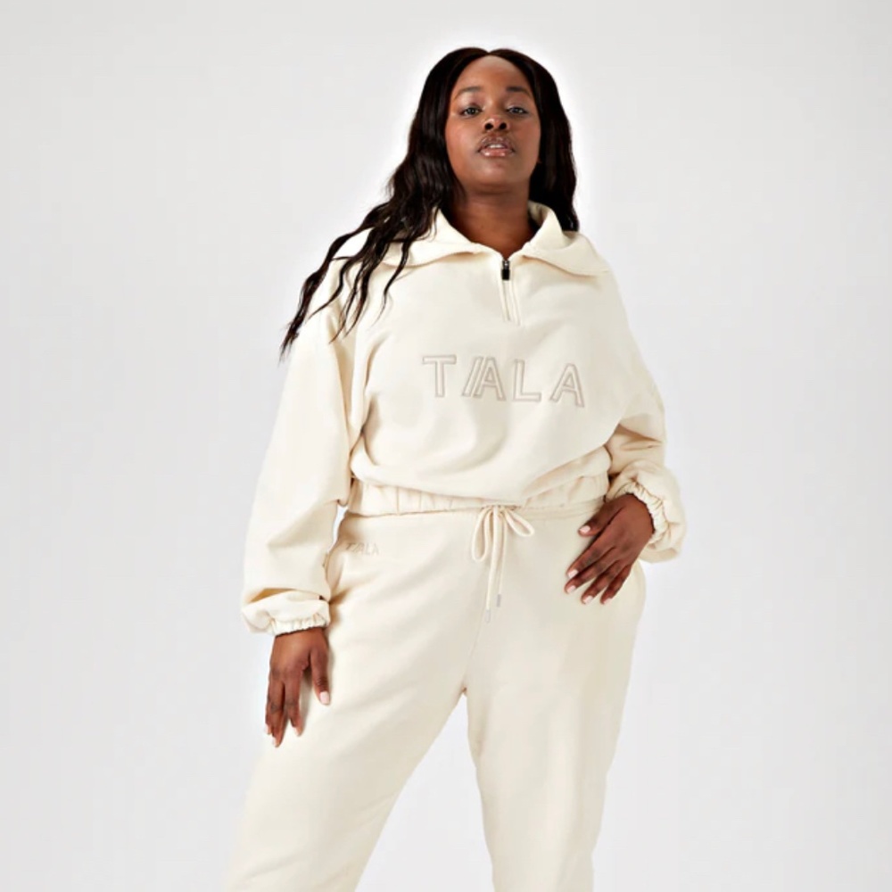 TALA Doze half zip sweatshirt in cream size x-small